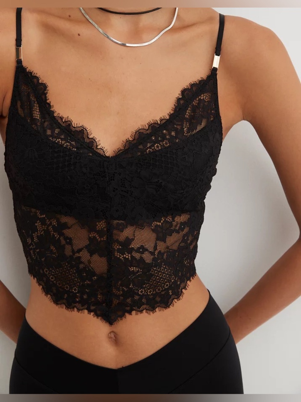 Aerie show off lace corset black lace bralette medium